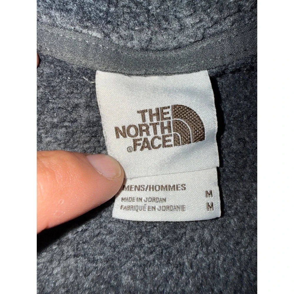 The North Face Plaid Quarter Zip Fleece Pullover Mens Medium Grey Check Pocket